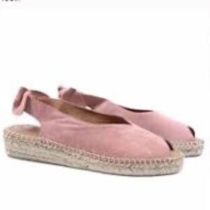 Picon Pink Suede Leather Peep Toe Espadrille 7.5 NWT